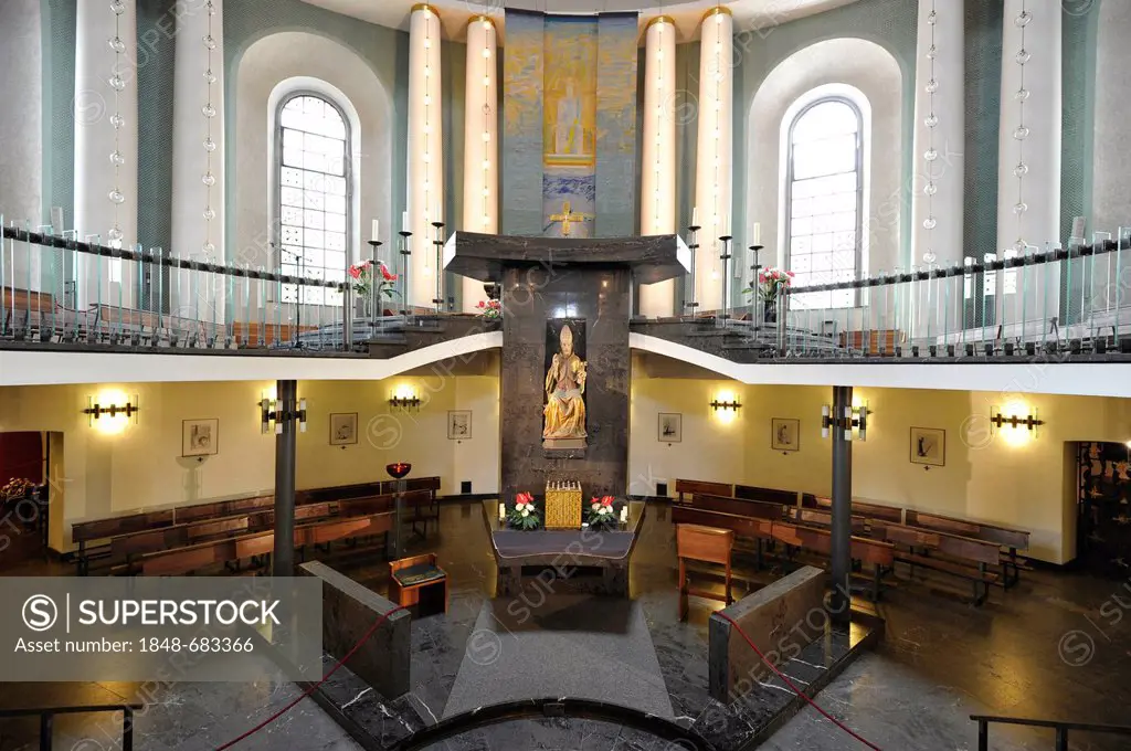 Interior with the sanctuary and choir of St. Hedwig's Cathedral, the first Catholic church in Berlin, Mitte, Berlin, Germany, Europe, PublicGround