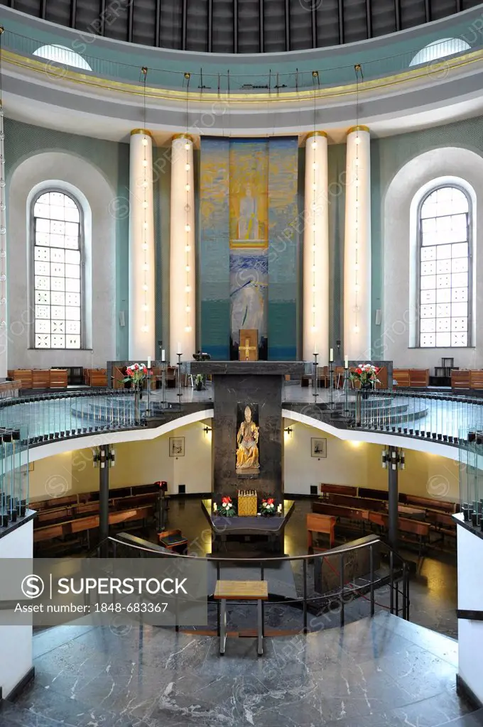 Interior with the sanctuary and choir of St. Hedwig's Cathedral, the first Catholic church in Berlin, Mitte, Berlin, Germany, Europe, PublicGround
