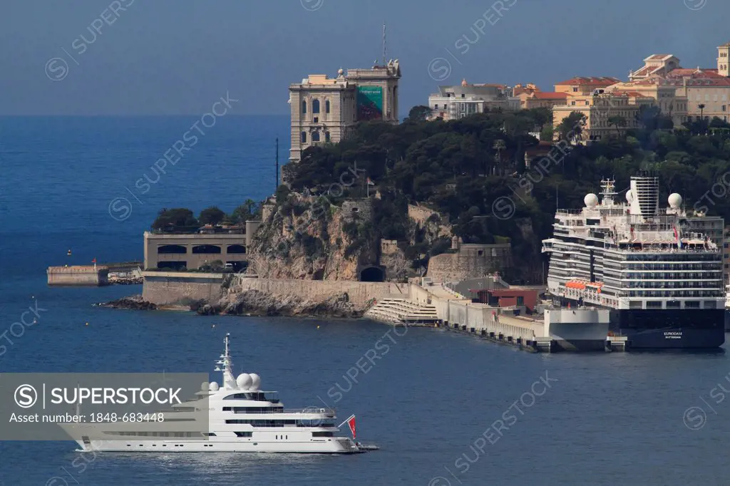 Pegaso, a cruiser and research vessel, built by Freire Shipyard, length: 73.60 m, built in 2011, anchored off Monaco, French Riviera, Mediterranean Se...