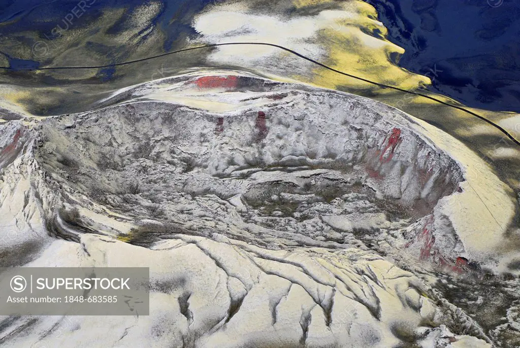 Aerial view, lava field, Laki craters, Laki or Lakagígar vulcanic fissure, Iceland, Europe