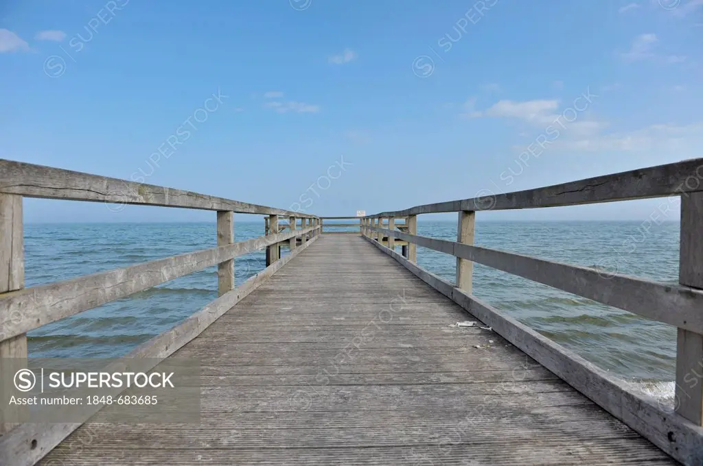 Pier in Rettin, Luebeck Bay, Baltic Sea, Schleswig-Holstein, Germany, Europe
