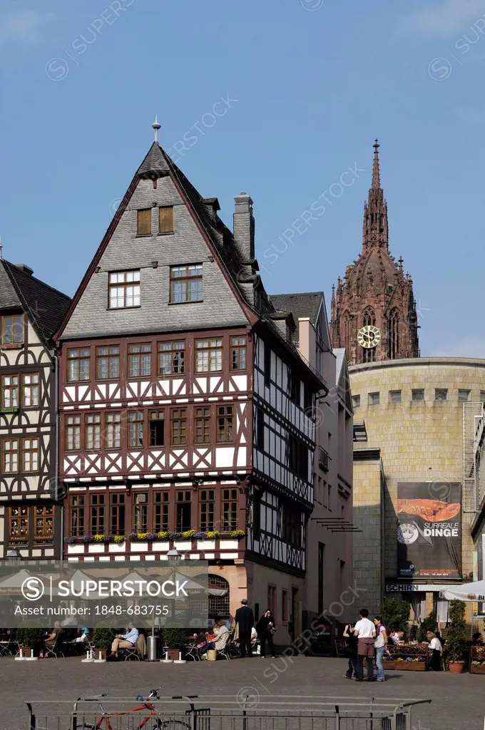 Ostzeile, Roemerberg, east side of the old town square, Kunsthalle Schirn art gallery, Frankfurt Cathedral, Saint Bartholomeus's Cathedral, Frankfurt ...