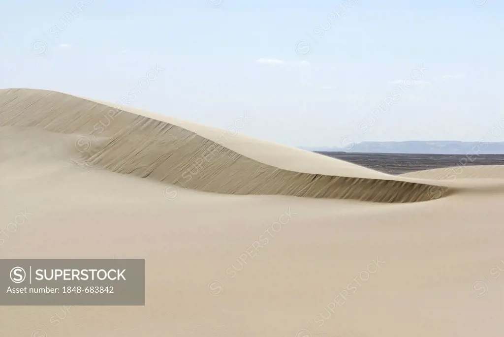 Dune ridge and sand dunes between Al Fayoum Oasis and Bahariya Oasis, Western Desert, Egypt, Africa