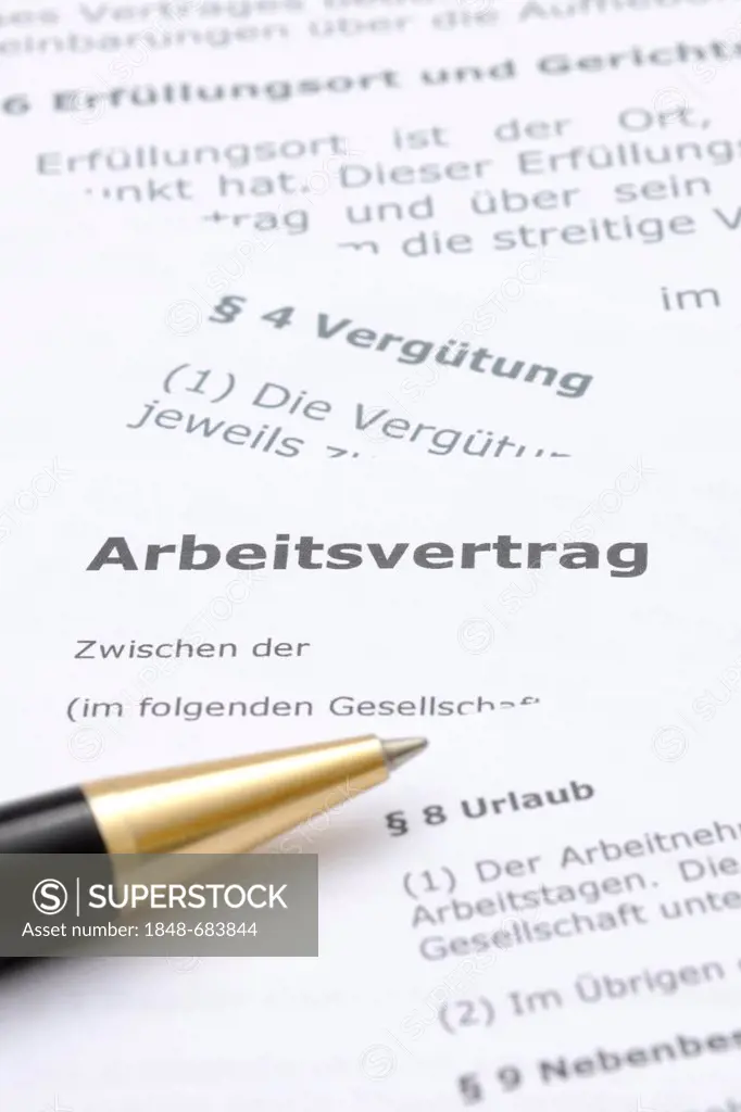 Arbeitsvertrag, German for an employment contract