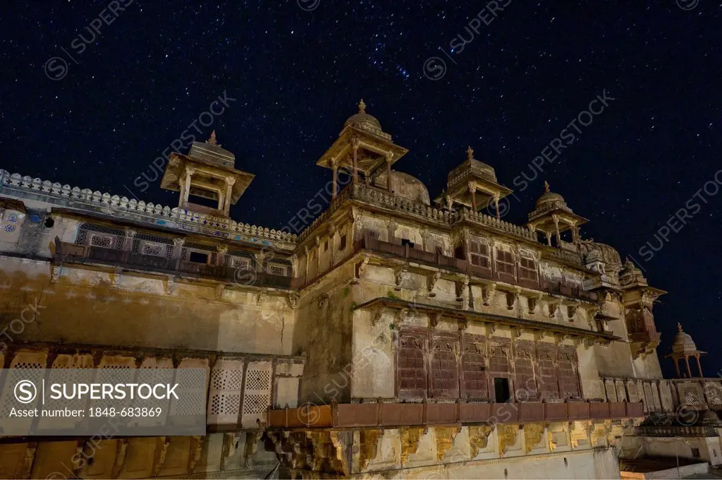 Jehangir Mahal Palace, Orchha, Madhya Pradesh, North India, India, Asia