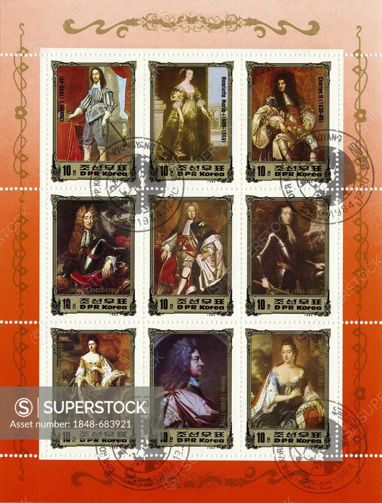 Stamps from North Korea, British monarchy in the 17th century, 1984
