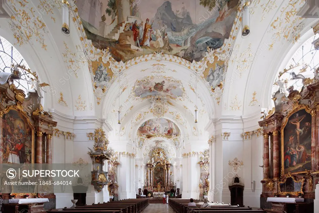 Rococo church, Schaeftlarn monastery church, Upper Bavaria, Bavaria, Germany, Europe