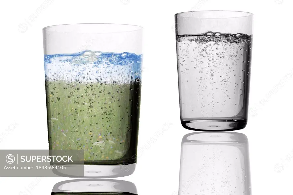 Illustration, two glasses of water
