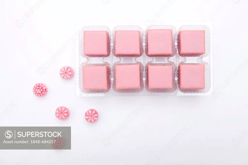 Pink chocolates and candies