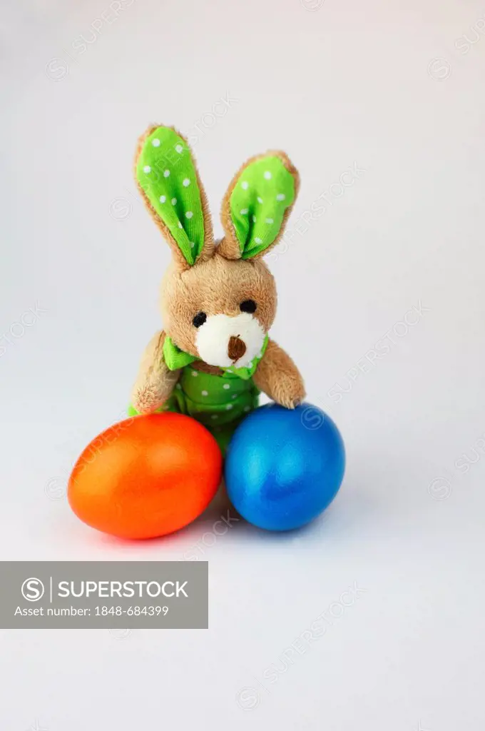 Easter bunny with coloured Easter eggs