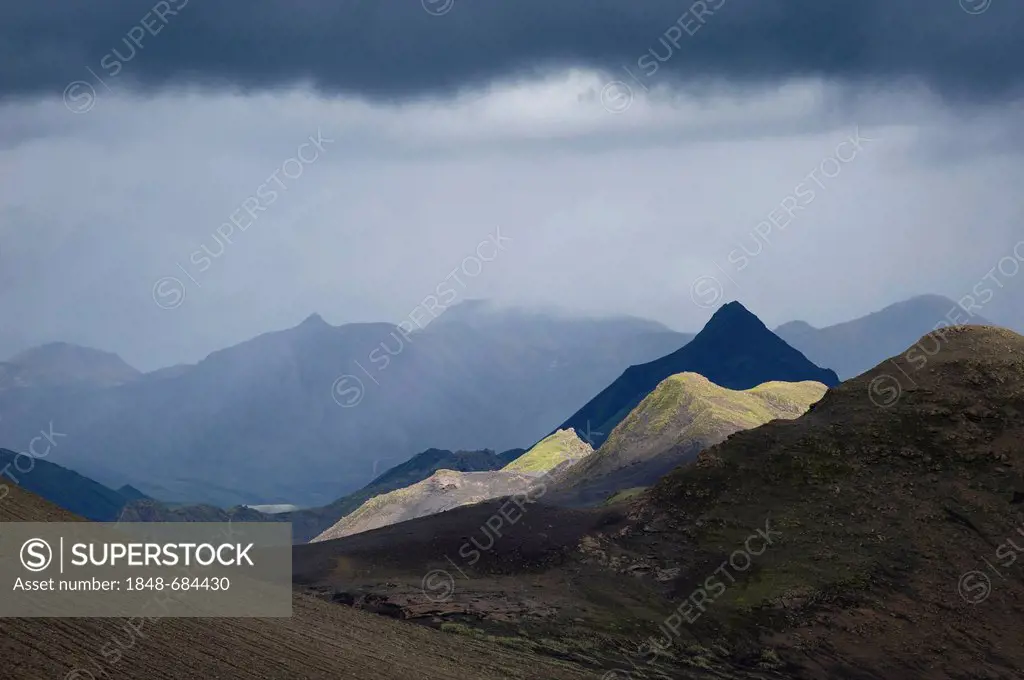 The Mófellshnausar mountains at Emstrur, Laugavegur, Icelandic highlands, Iceland, Europe