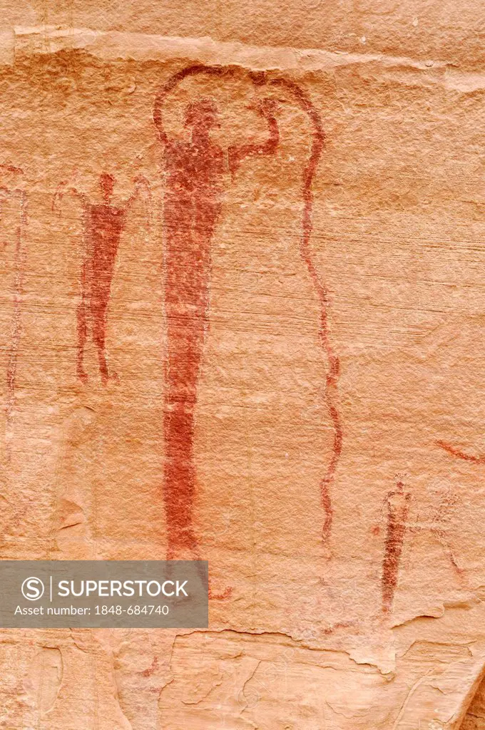Native American Indian rock art Buckhorn Draw Petroglyphs, San Rafael Swell, Utah, USA, North America