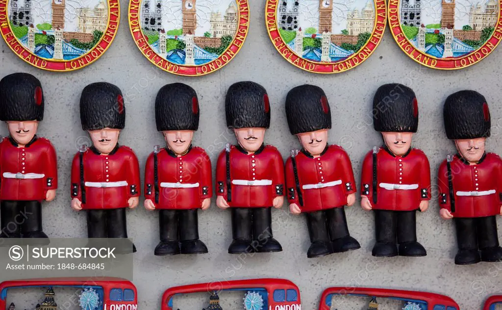 Fridge magnets with Royal Guards, Portobello Market, Notting Hill, London, England, United Kingdom, Europe