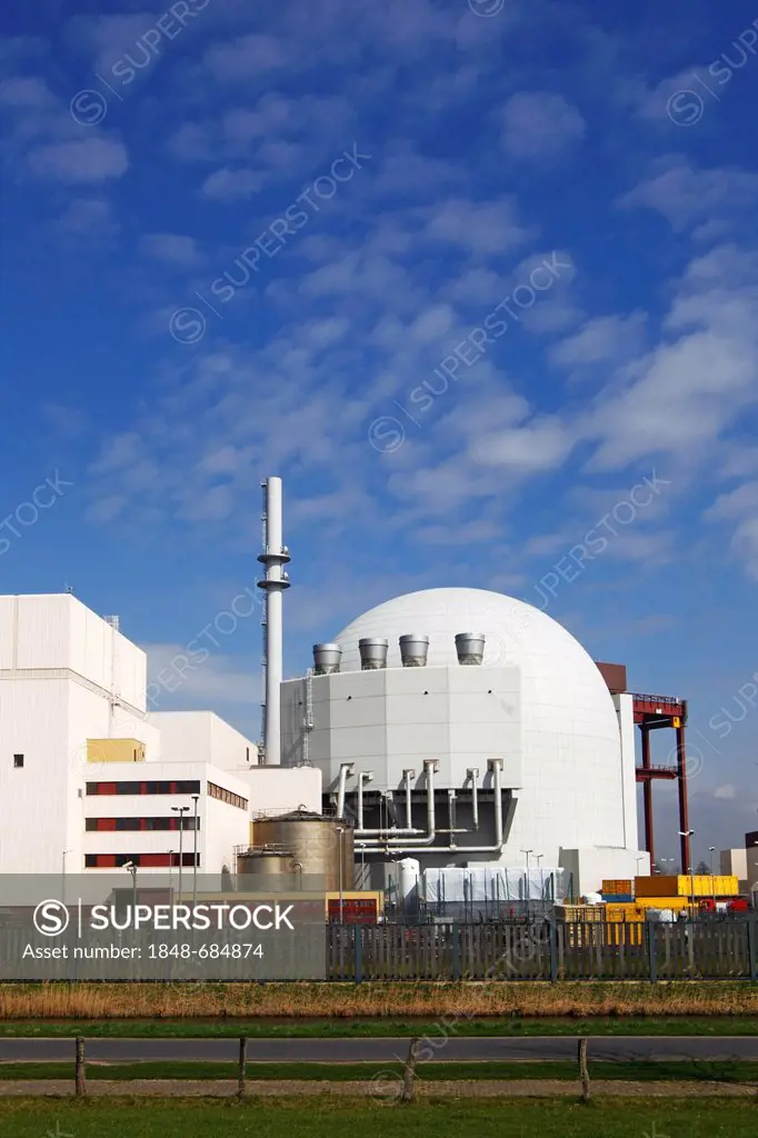 Brokdorf Nuclear Power Plant, Brokdorf, Wilstermarsch, Steinburg district, Elbmarschen, Schleswig-Holstein, Germany, Europe