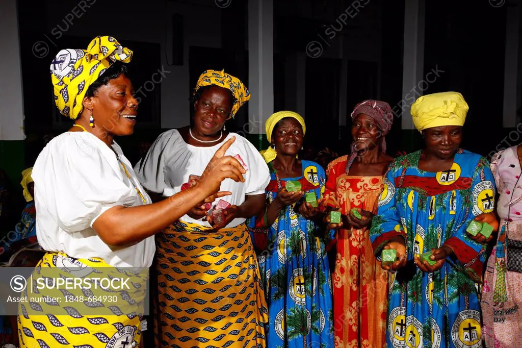 Women with handmade soap, Kumba, Cameroon, Africa