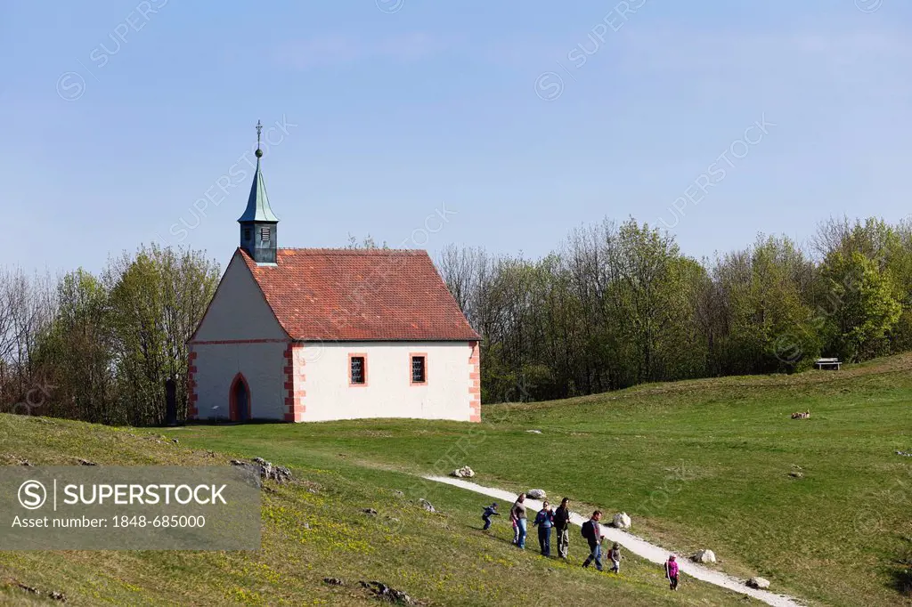 Walpurgiskapelle chapel on Mt. Walberla, Ehrenbuerg, Franconian Switzerland, Upper Franconia, Franconia, Bavaria, Germany, Europe