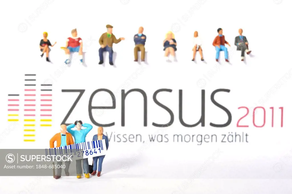 Miniature figures, words Zensus 2011 or census 2011