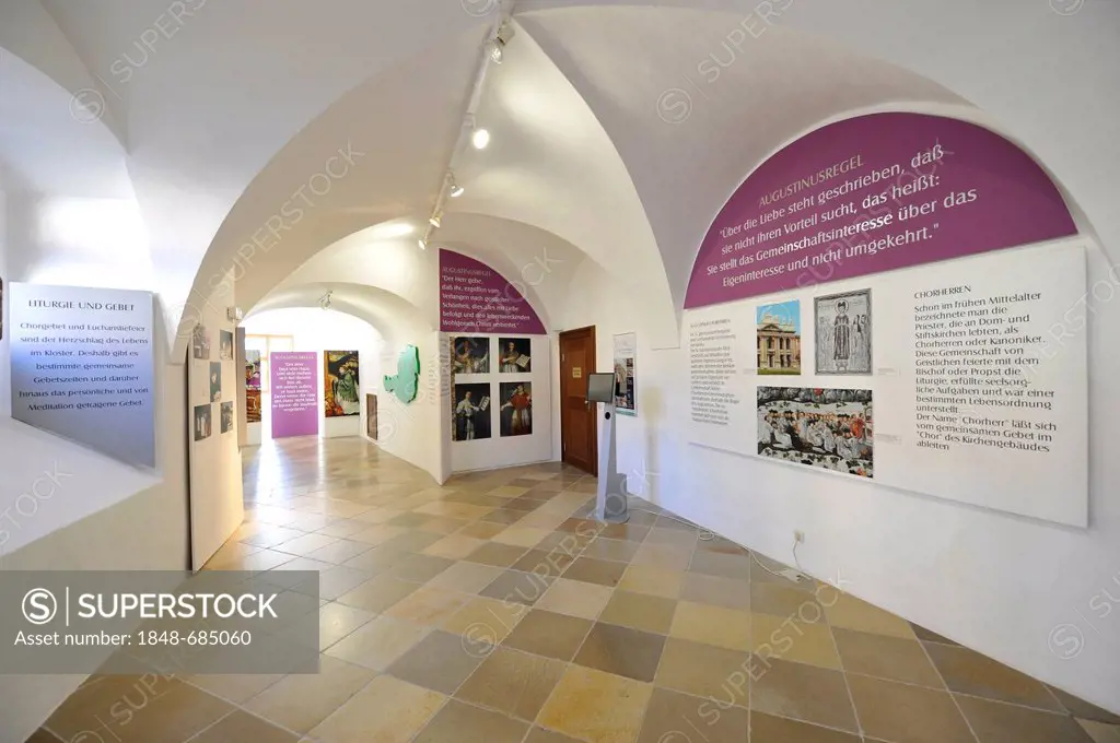 Exhibition on the history of Duernstein Abbey, Wachau Cultural Landscape, a UNESCO World Heritage site, Lower Austria, Austria, Europe