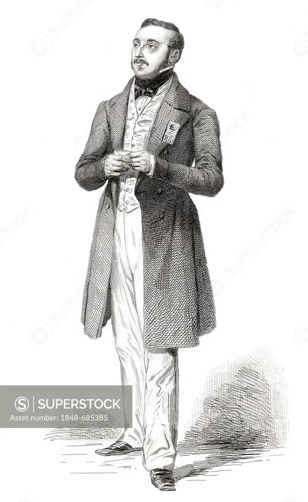 Historic steel engraving from the 19th century, image of the French politician Jean Paul André Lemaire, 1798 - 1863, member of the French National Ass...