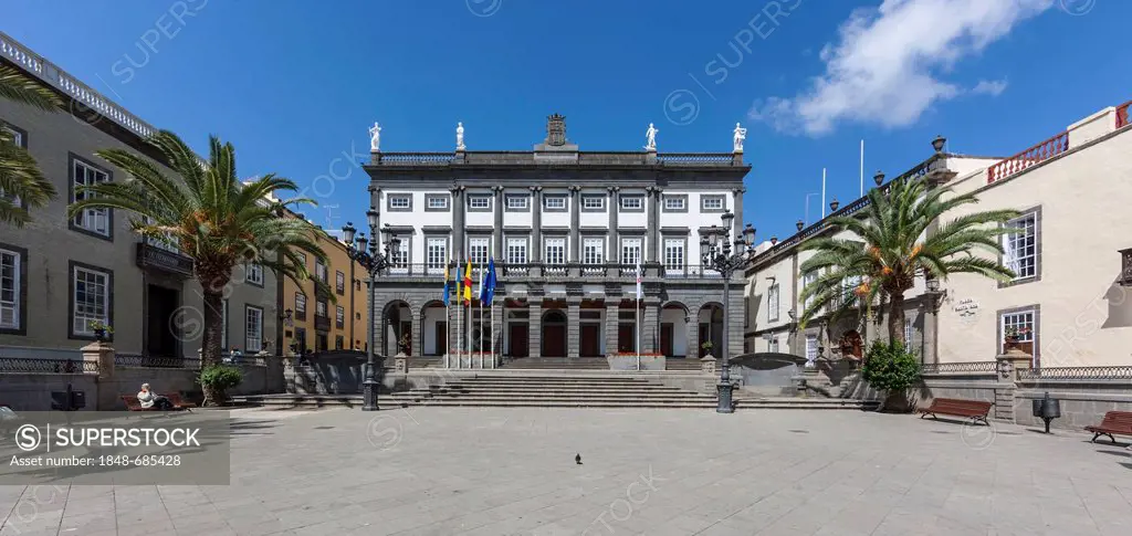 Plaza Santa Ana square, Casas Consistoriales, Town Hall, Vegueta, historic town centre of Las Palmas, Las Palmas de Gran Canaria, Gran Canaria, Canary...