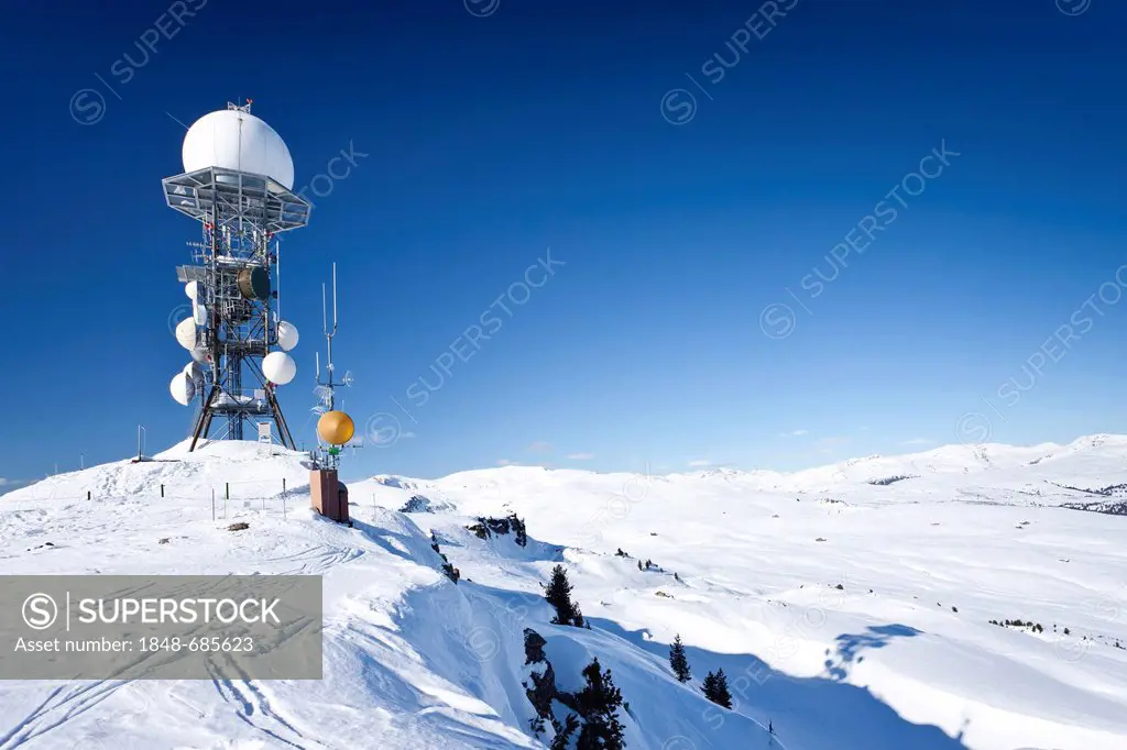 Weather station on Mt Rittnerhorn above Ritten, Renon, Bolzano district, South Tyrol, Italy, Europe