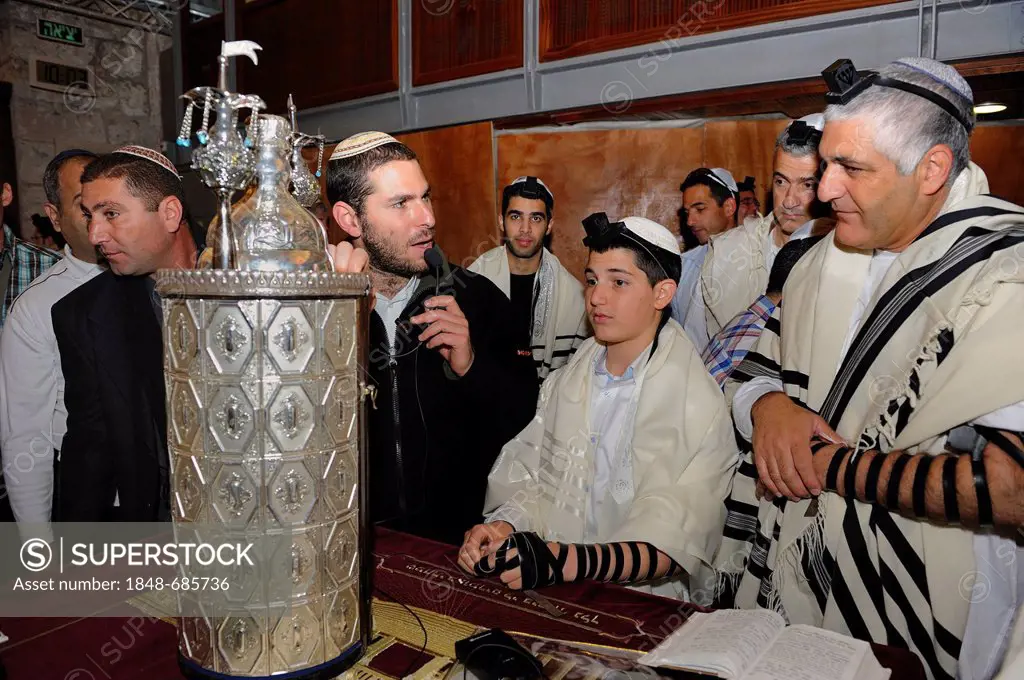 Bar Mitzvar, Jewish coming of age ritual, public reading from the books of the Prophets, Haftarah, Western Wall or Wailing Wall, Old City of Jerusalem...