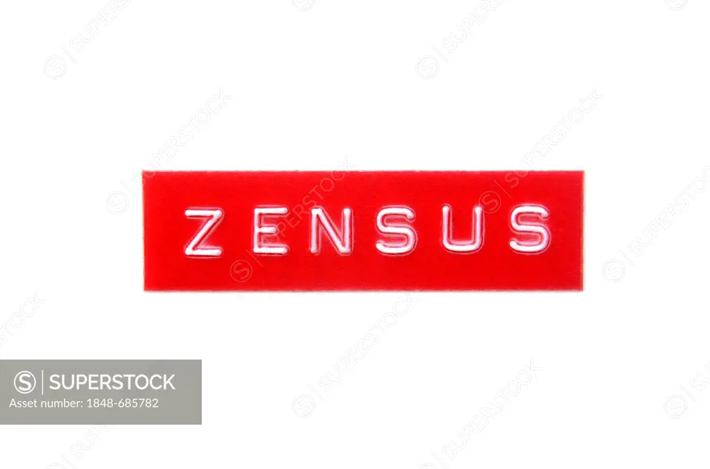 Label, sticker with the lettering Zensus, German for census
