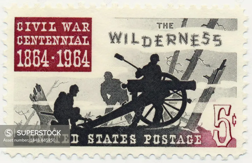 Historic stamp, 1964, Battle of the Wilderness, a battle of the American Civil War, 1864, Virginia, USA