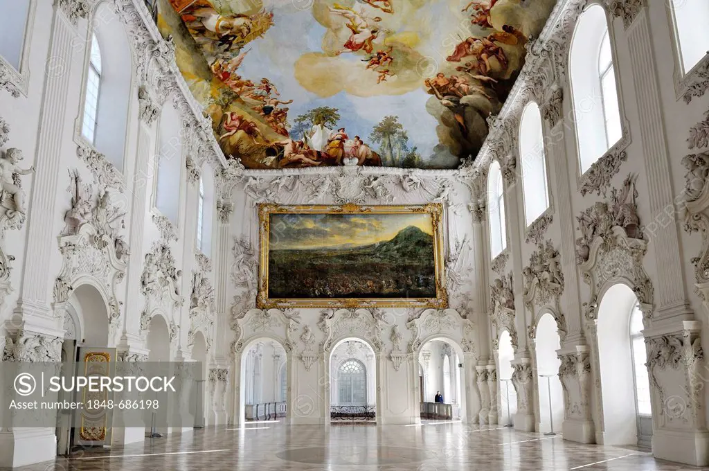 Great Hall, first floor, Neues Schloss Schleissheim Palace, Oberschleissheim near Munich, Upper Bavaria, Bavaria, Germany, Europe