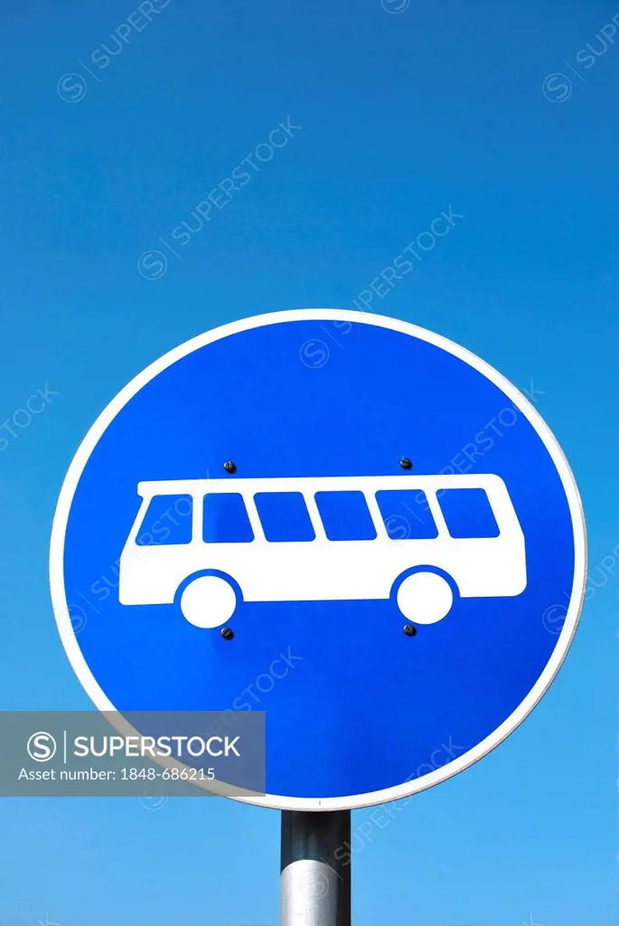 Stop for line buses, German traffic sign 245