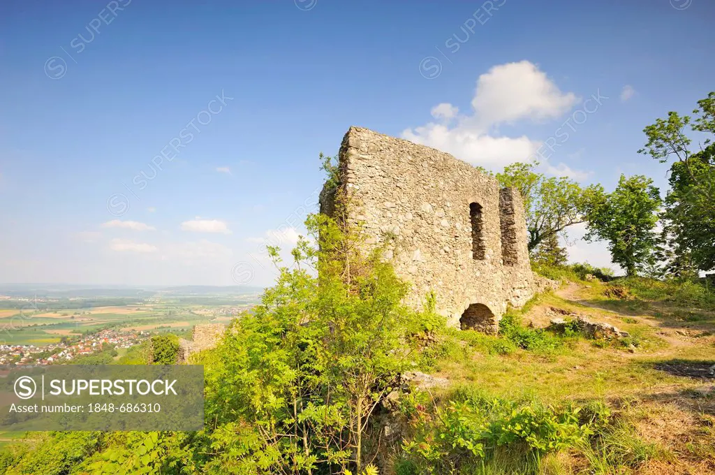 Ruins of Burg Maegdeberg Castle in Hegau, Konstanz district, Baden-Wuerttemberg, Germany, Europe