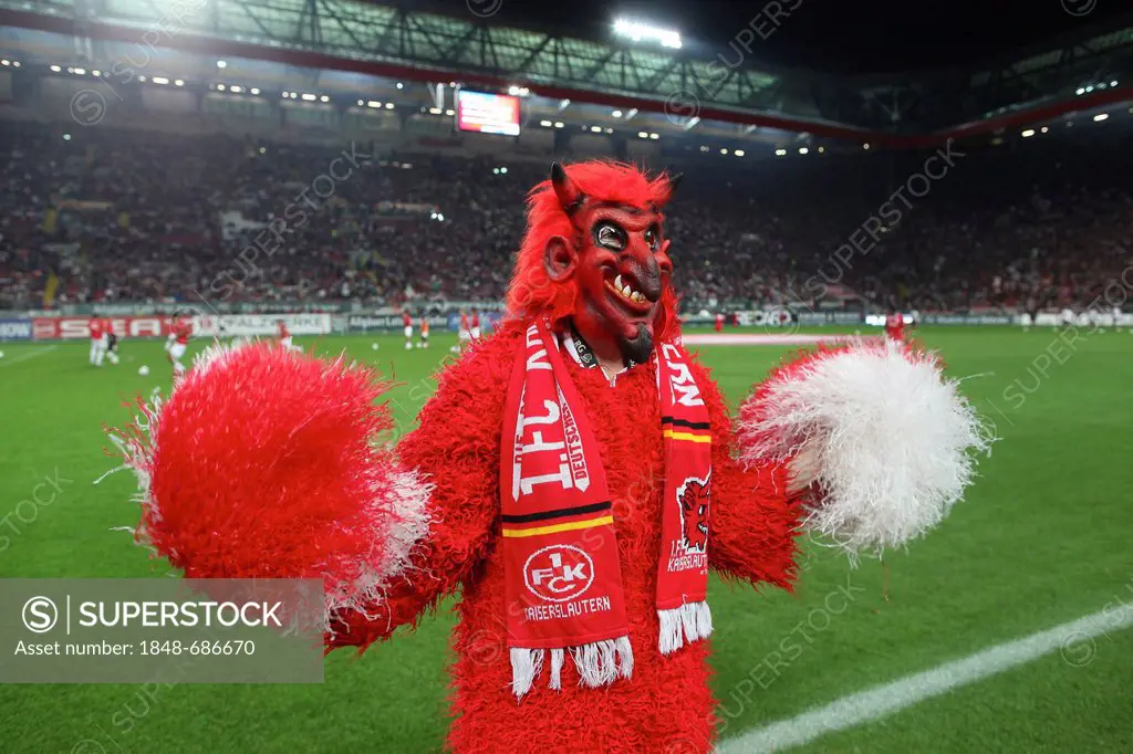 The Red Devil, mascot of the Bundesliga football club 1. FC Kaiserslautern, Kaiserslautern, Rhineland-Palatinate, Germany, Europe