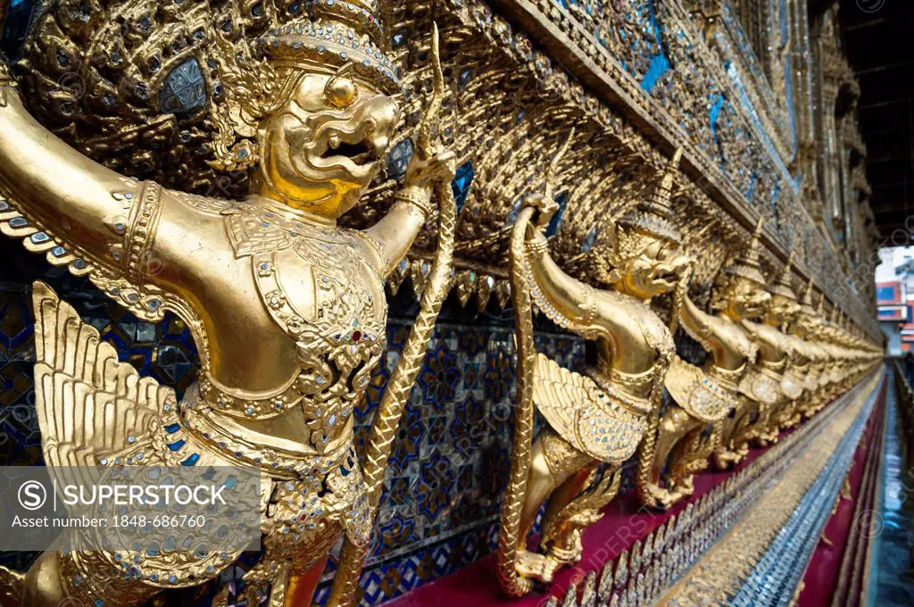 Garuda, bird-like mythical creature, Wat Phra Kaeo, Grand Palace or Royal Palace, Bangkok, Thailand, Asia