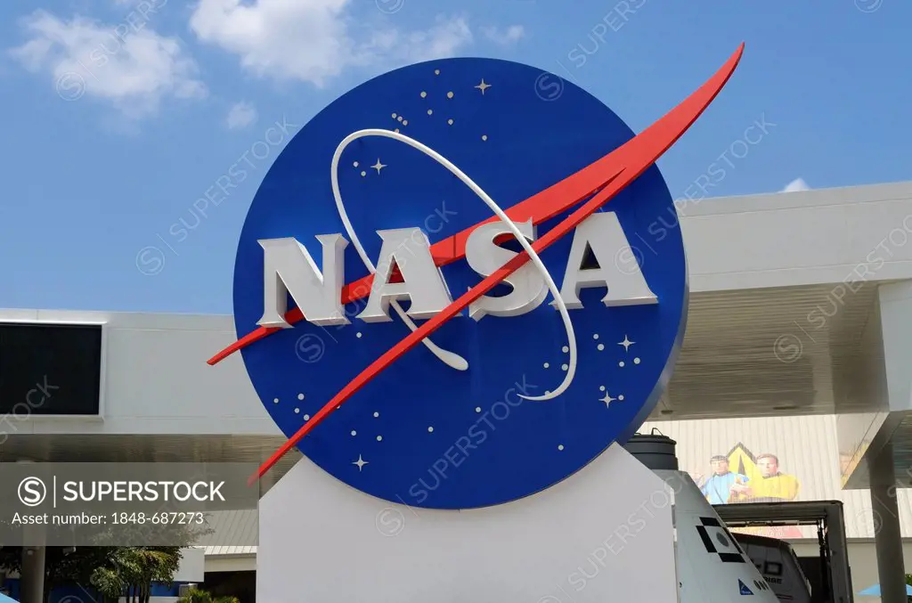 NASA sign, John F. Kennedy Space Center, Cape Canaveral, Florida, USA