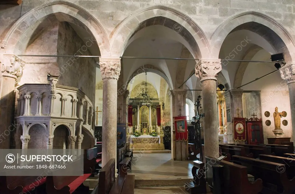 Interior of the Cathedral of Sveti Marko, Korcula town, Korcula island, Dalmatia, Croatia, Europe