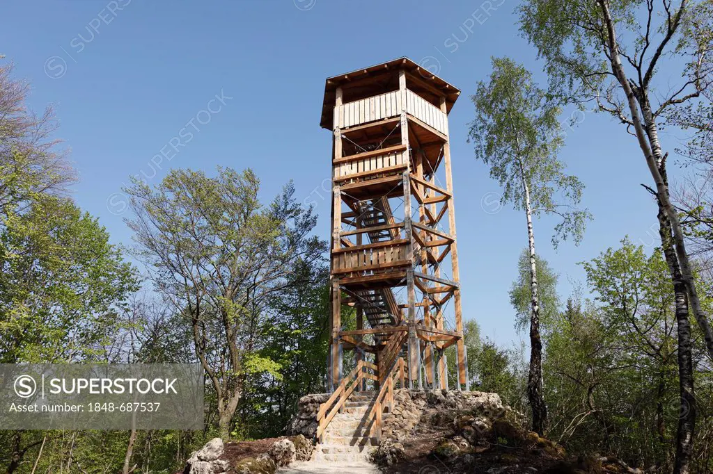 Hohes Kreuz observation tower at Muggendorf, Franconian Switzerland, Upper Franconia, Bavaria, Germany, Europe