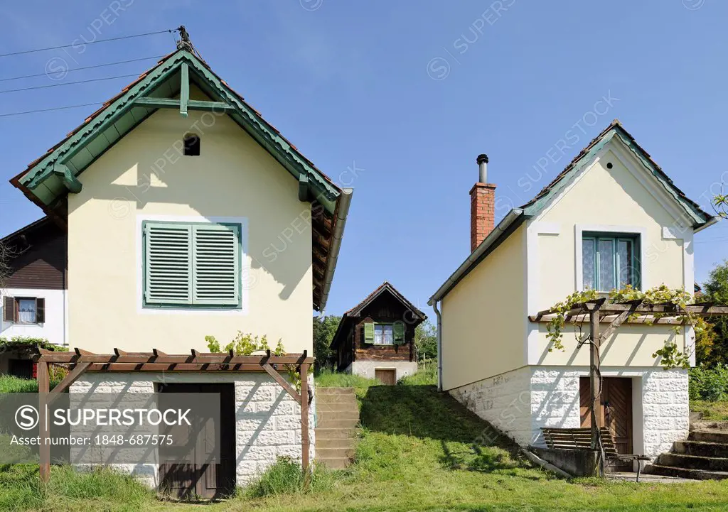 Weinhauer houses on Csaterberg, Kohfidisch, Burgenland, Austria, Europe