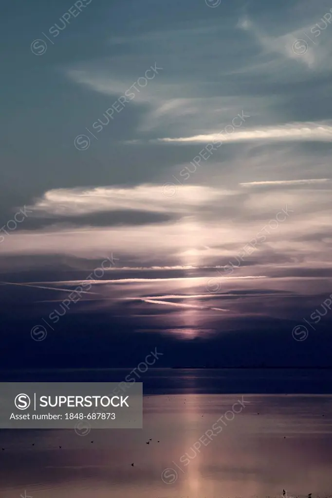 Sunset at sea, North Sea coast, Germany, Europe