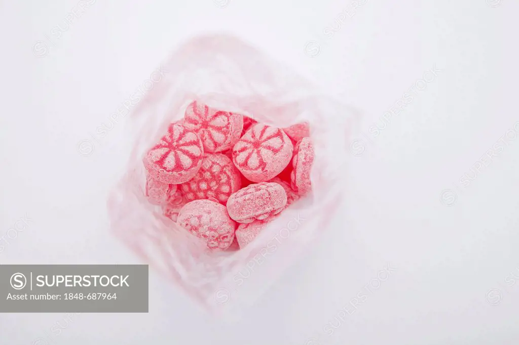 Raspberry candies from the bag