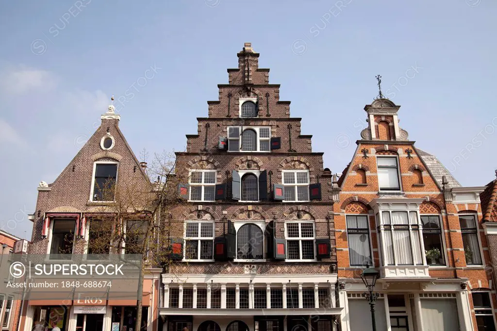 Typical gables in Alkmaar, North Holland, Netherlands, Europe