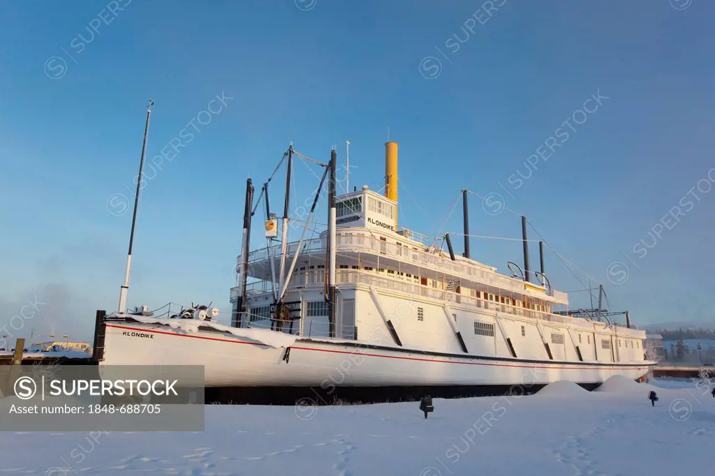 Historic steam ship, stern wheeler, S. S. Klondike, Whitehorse, near the Yukon River, Yukon Territory, Canada