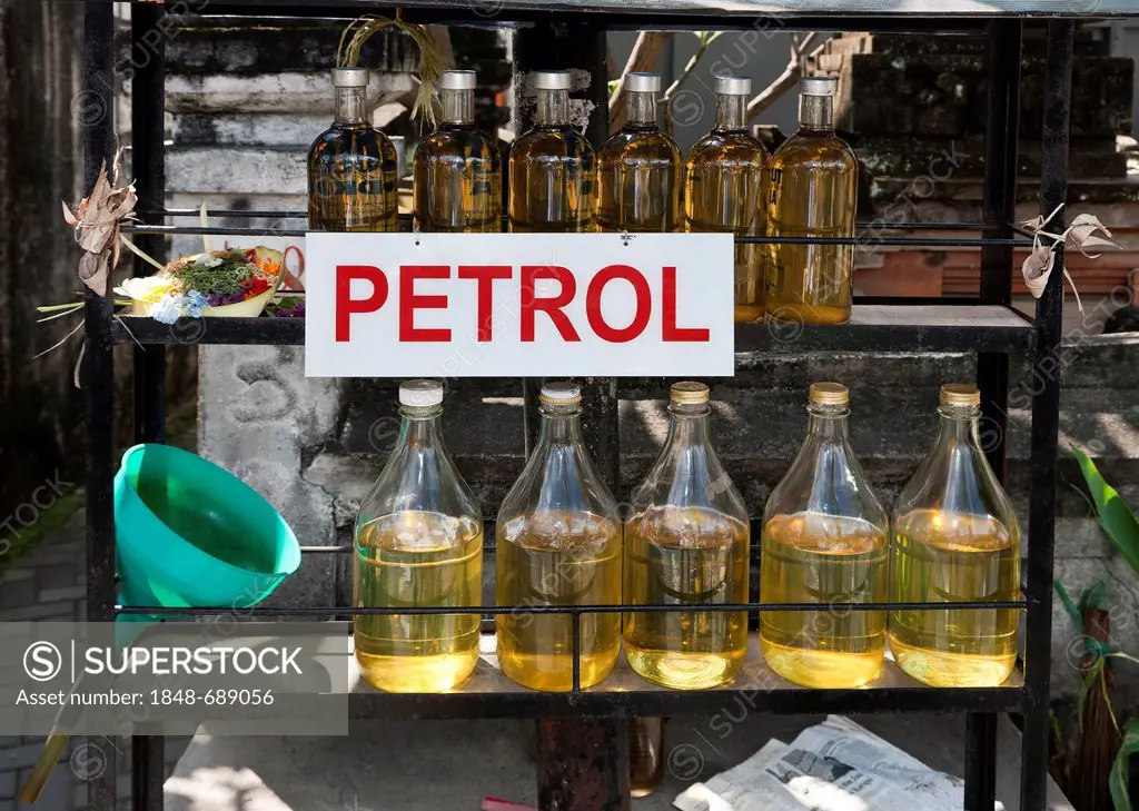 Sale of fuel in bottles, Kuta, south Bali, Bali, Indonesia, Southeast Asia, Asia