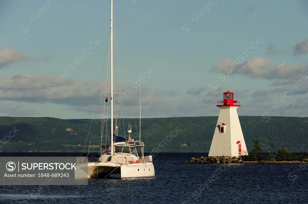 Catamaran on the Bras d'Or Lake at Baddeck, Nova Scotia, Canada, North America