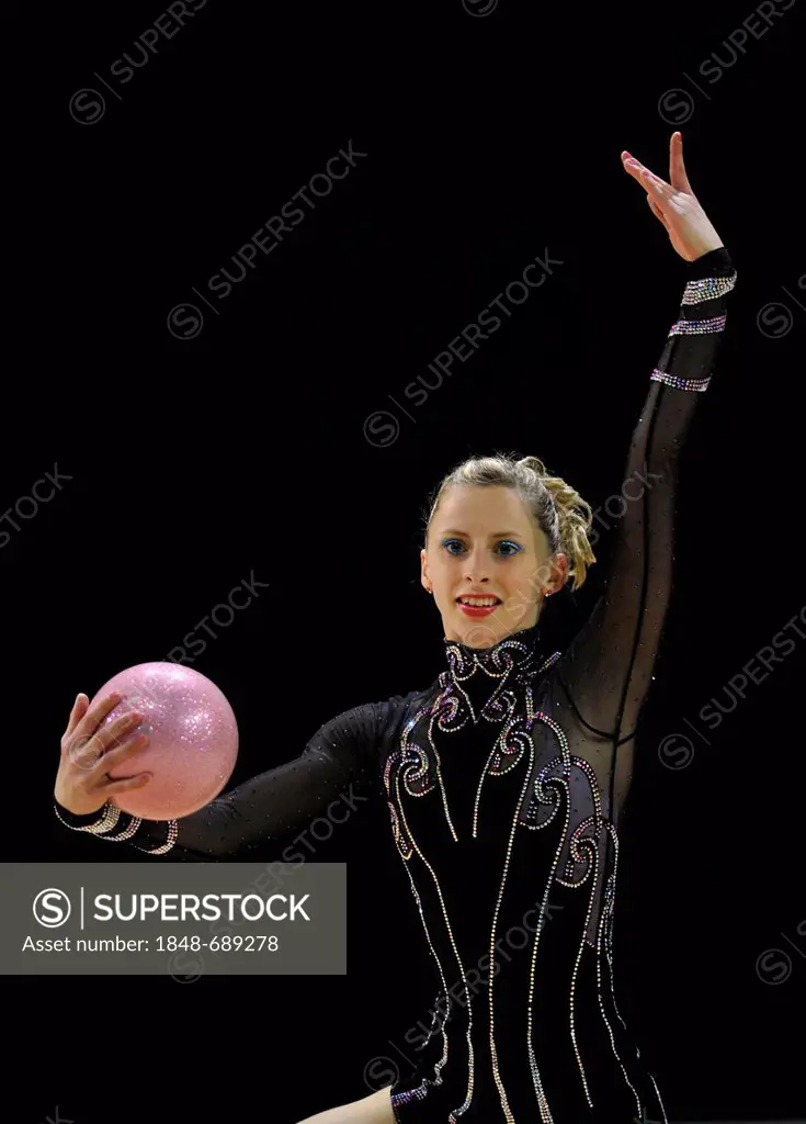 Caroline Weber, AUT, with ball, rhythmic gymnastics, Grand Prix Thiais, 09. - 10.04.2011, Paris, France, Europe
