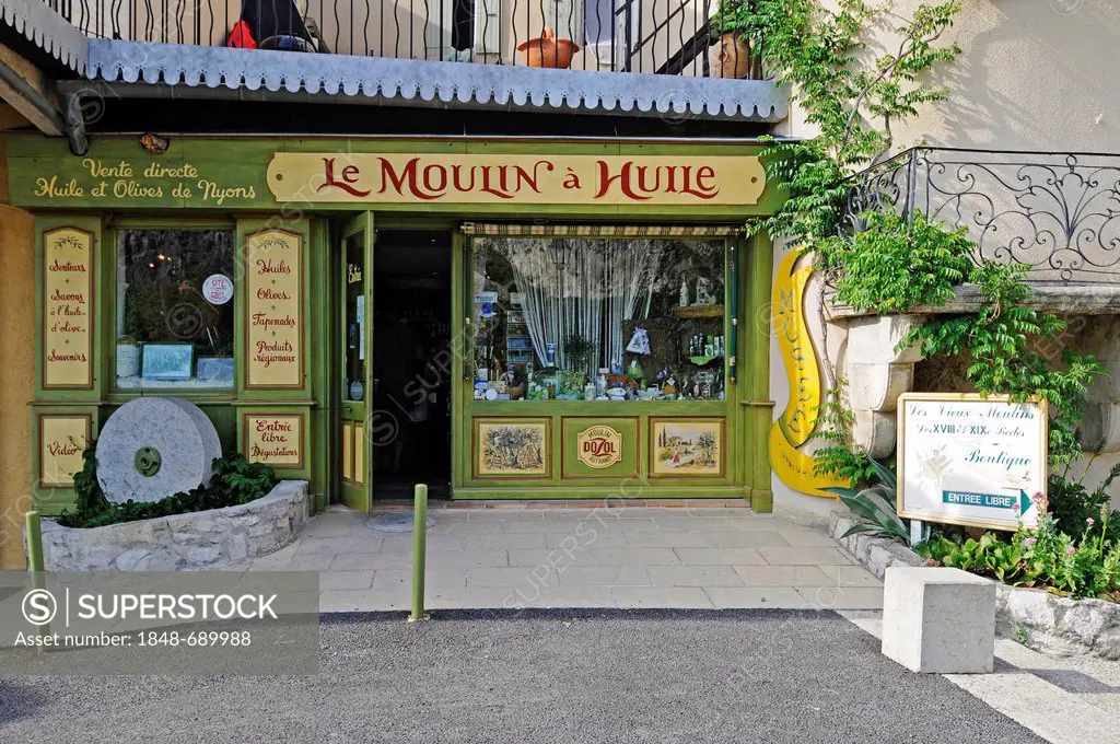 Le Vieux Moulin a Huile, oil mill, museum, shop, souvenirs, Nyons, Rhône-Alpes, France, Europe