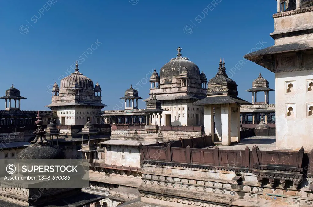 Raj Mahal Palace, Orchha, Madhya Pradesh, North India, India, Asia