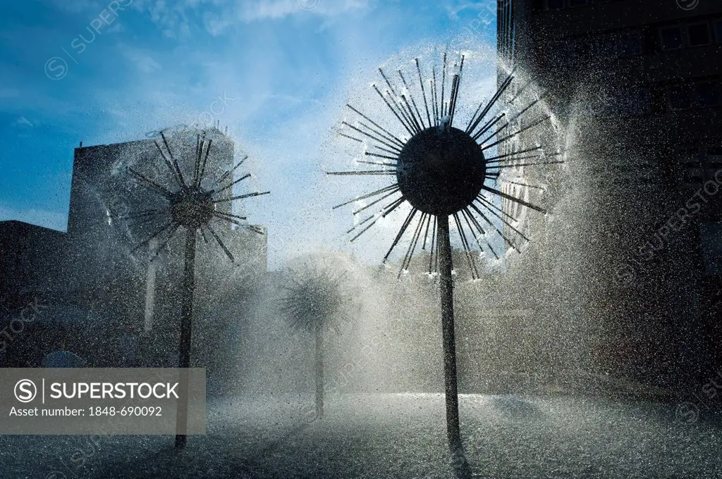 Fountain in the Prager Strasse street, Dresden, Saxony, Germany, Europe