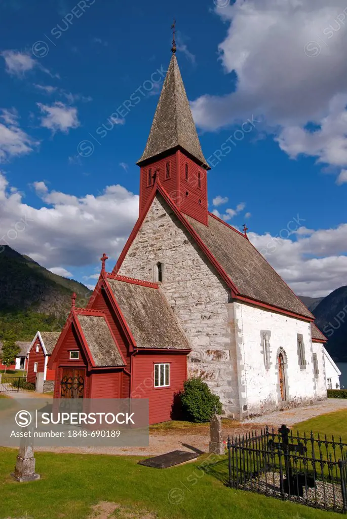 Dale Kyrkje church, in Luster near the banks of Lusterfjord, Norway, Europe