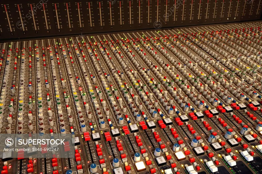 Mixing desk in a recording studio