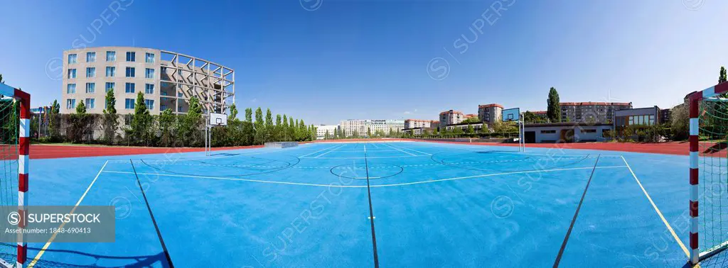 Panoramic view, sports field in Ministergaerten, gardens, Berlin-Mitte, Berlin, Germany, Europe